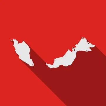 Map of Kuala Lumpur on red Background with long shadow Illustrazione stock