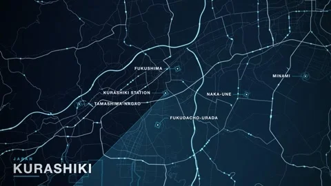 Map of Kurashiki Stock Footage 340994374