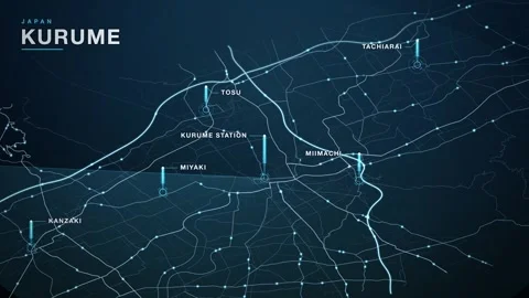 Map of Kurume Stock Footage 340994481