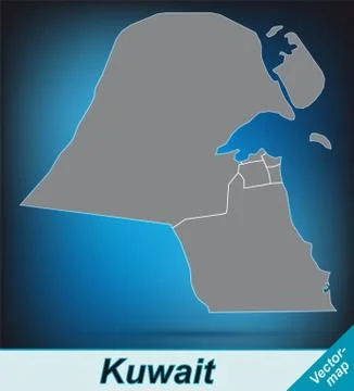 Map of kuwait with borders in bright gray Stock Illustration