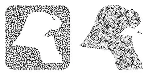 Map of Kuwait - Dot Collage with Hole Stock Illustration
