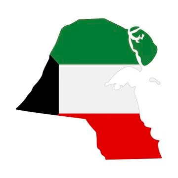 Map of Kuwait - flag Stock Illustration