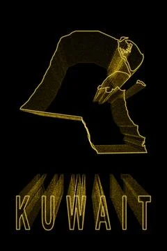 Map of Kuwait, Gold Map On Black Background Stock Illustration
