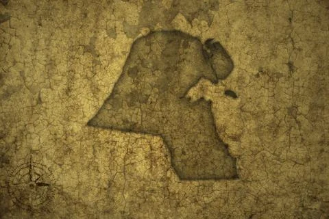 Map of kuwait on a old vintage crack paper background . Stock Photos