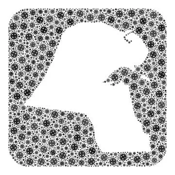 Map of Kuwait - Pandemic Virus Collage with Subtracted Space Stock Illustration