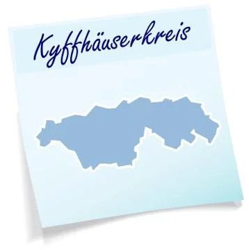 Map of kyffhaeuserkreis as sticky note Stock Illustration