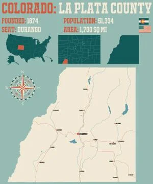 Map of La Plata County in Colorado Stock Illustration