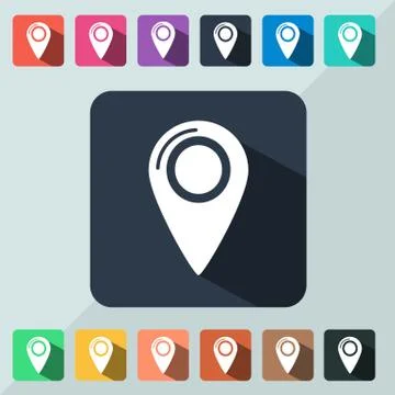 Map with Label Icon Flat Stock Illustration