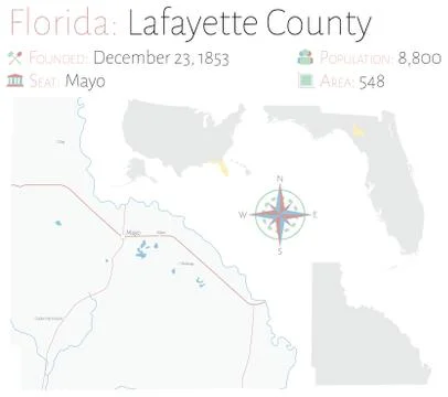 Map of Lafayette County in Florida Stock Illustration