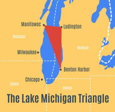 Map of the Lake Michigan Triangle Stock Illustration