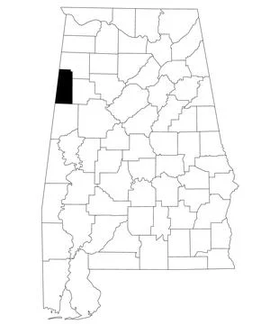 Map of Lamar County in Alabama state on white backround. single County map .. Stock Illustration
