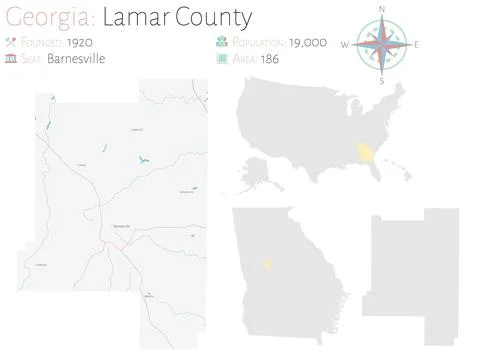 Map of Lamar County in Georgia Stock Illustration