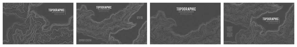 Map on land vector terrain. Geographic mountain topography vector illustration Stock Illustration