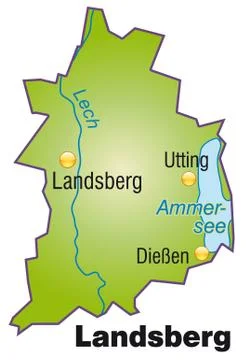 Map of landsberg as an overview map in green Stock Illustration