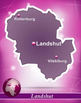 Map of landshut with abstract background in violet Stock Illustration