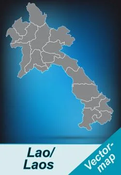Map of laos with borders in bright gray Stock Illustration