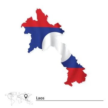 Map of Laos with flag Stock Illustration