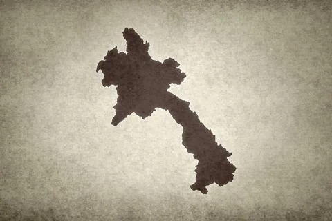 Map of Laos printed on a paper Stock Illustration