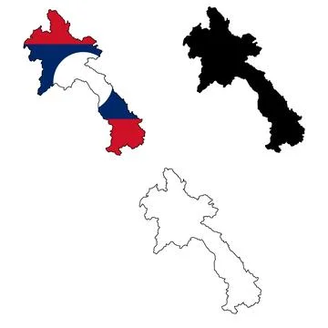 Map Laos on white background. Laos Map Outline. Laos vector map Stock Illustration