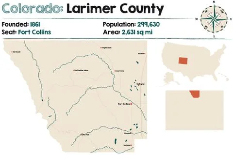 Map of Larimer County in Colorado Stock Illustration