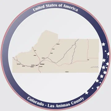 Map of Las Animas County in Colorado Stock Illustration
