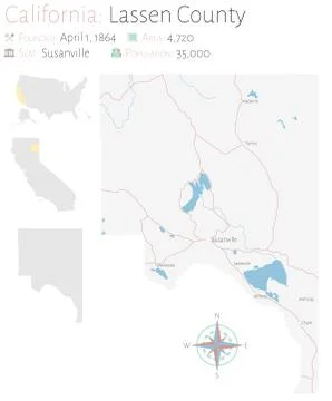 Map of Lassen County in California Stock Illustration