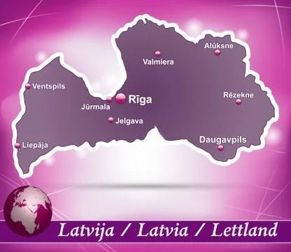 Map of latvia with abstract background in violet Stock Illustration