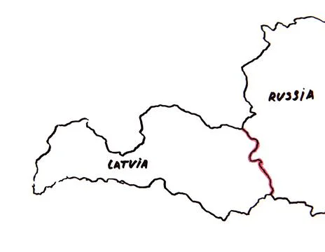 Map of Latvia and Russia - territorial dispute concept Stock Illustration