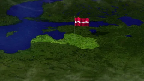 Map of Latvia with Latvian flag Video stock 231398615