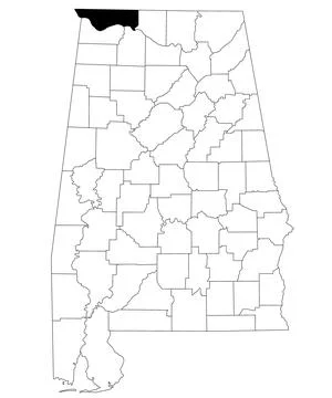 Map of Lauderdale County in Alabama state on white backround. single County.. Stock Illustration
