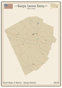 Map of Laurens County in Georgia Stock Illustration