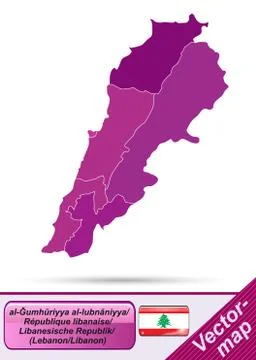 Map of lebanon with borders in violet Stock Illustration