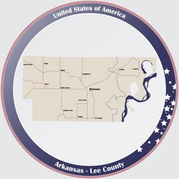 Map of Lee County in Arkansas Stock Illustration