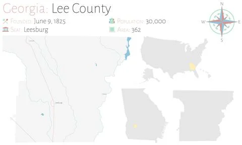 Map of Lee County in Georgia Stock Illustration