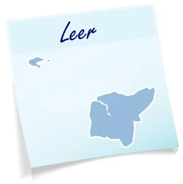 Map of leer as sticky note Stock Illustration