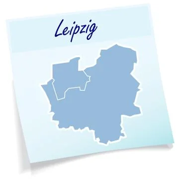 Map of leipzig as sticky note Stock Illustration