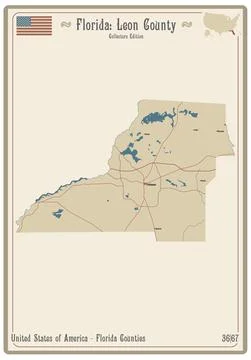 Map of Leon County in Florida Stock Illustration