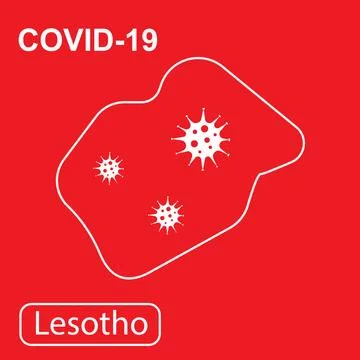 Map of Lesotho labeled COVID-19. Vector illustration of a virus, coronavirus Stock Illustration