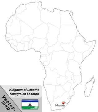 Map of lesotho with main cities in gray Stock Illustration
