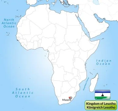 Map of lesotho with main cities in gray Ilustración de archivo