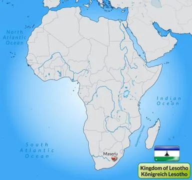 Map of lesotho with main cities in pastel orange Stock Illustration