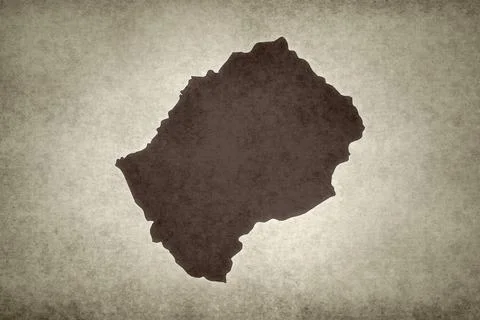 Map of Lesotho printed on a paper Stock Illustration
