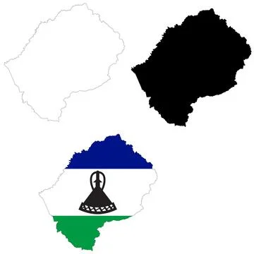 Map Lesotho on white background. Lesotho Map Outline. Lesotho vector map Stock Illustration