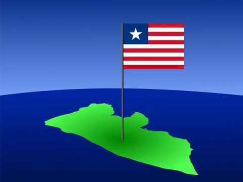 Map of liberia with flag Stock Illustration