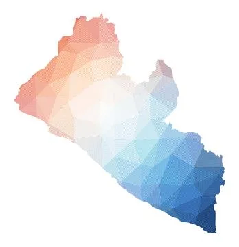 Map of Liberia. Low poly illustration of the country. Geometric design with.. Stock Photos