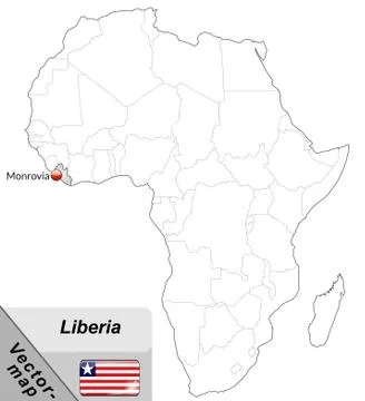Map of liberia with main cities in gray Stock Illustration