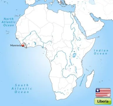Map of liberia with main cities in gray Stock Illustration