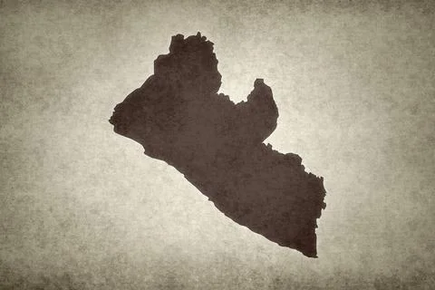 Map of Liberia printed on a paper Stock Illustration
