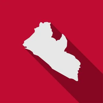 Map of Liberia on red Background with long shadow Stock Illustration