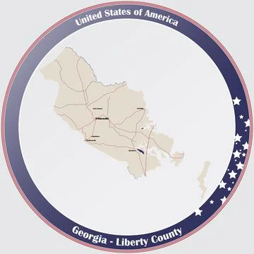 Map of Liberty County in Georgia Stock Illustration